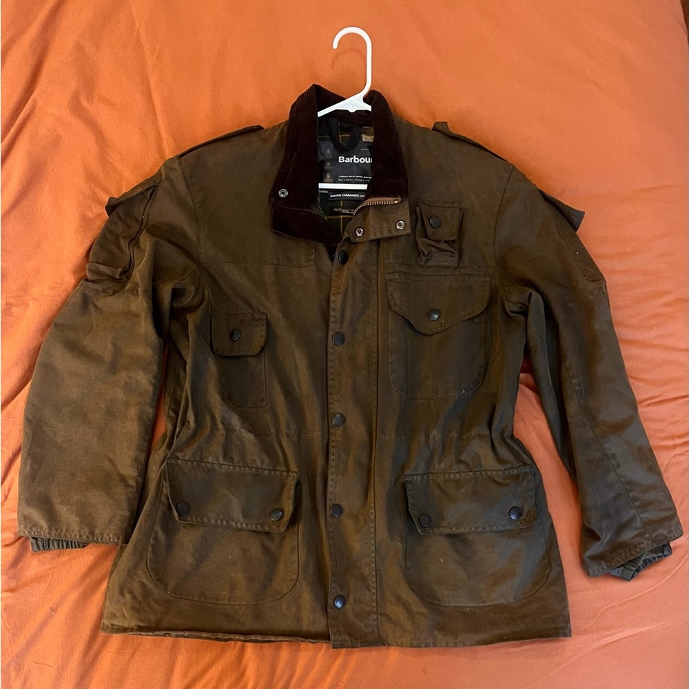 Barbour Men’s Cowen Commando Jacket-Large-Brown with olive green plaid interior